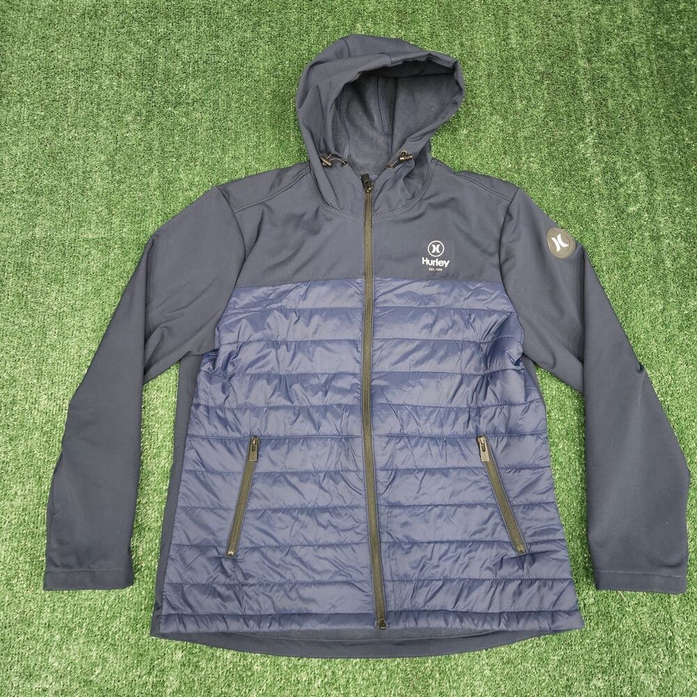 Men's Hurly Hooded, Quilted, Softshell, Hybrid Secure Pockets Jacket Blue Large